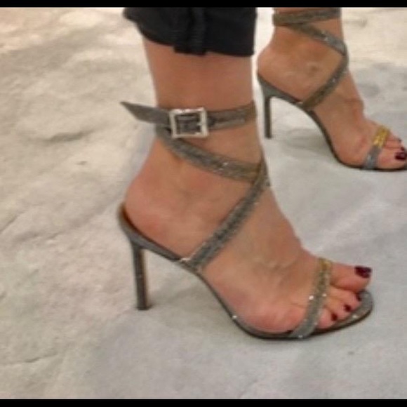 Manolo Blahnik Strappy Glitter Heels - Picture 5 of 5